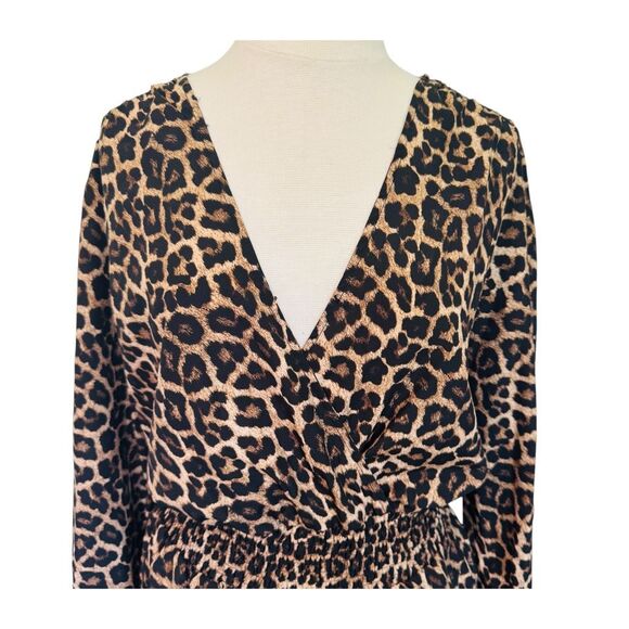 MICHAEL Michael Kors Women’s Leopard Print V-Neck Ruffle Dress (L) - Picture 6 of 10